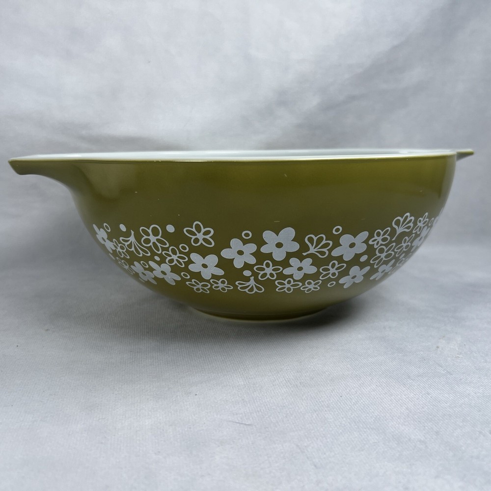 Pyrex Cinderella Mixing Bowl Crazy Daisy Green 444 4 Qt Spring Blossom Vintage