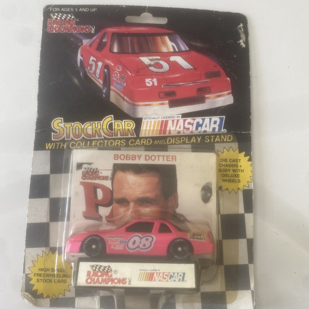 Vintage NASCAR Stock Car Model with Collectors Card & Display Stand