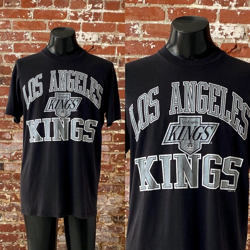 80s Los Angeles Kings NHL T-Shirt cotton black shirt unisex style QT610