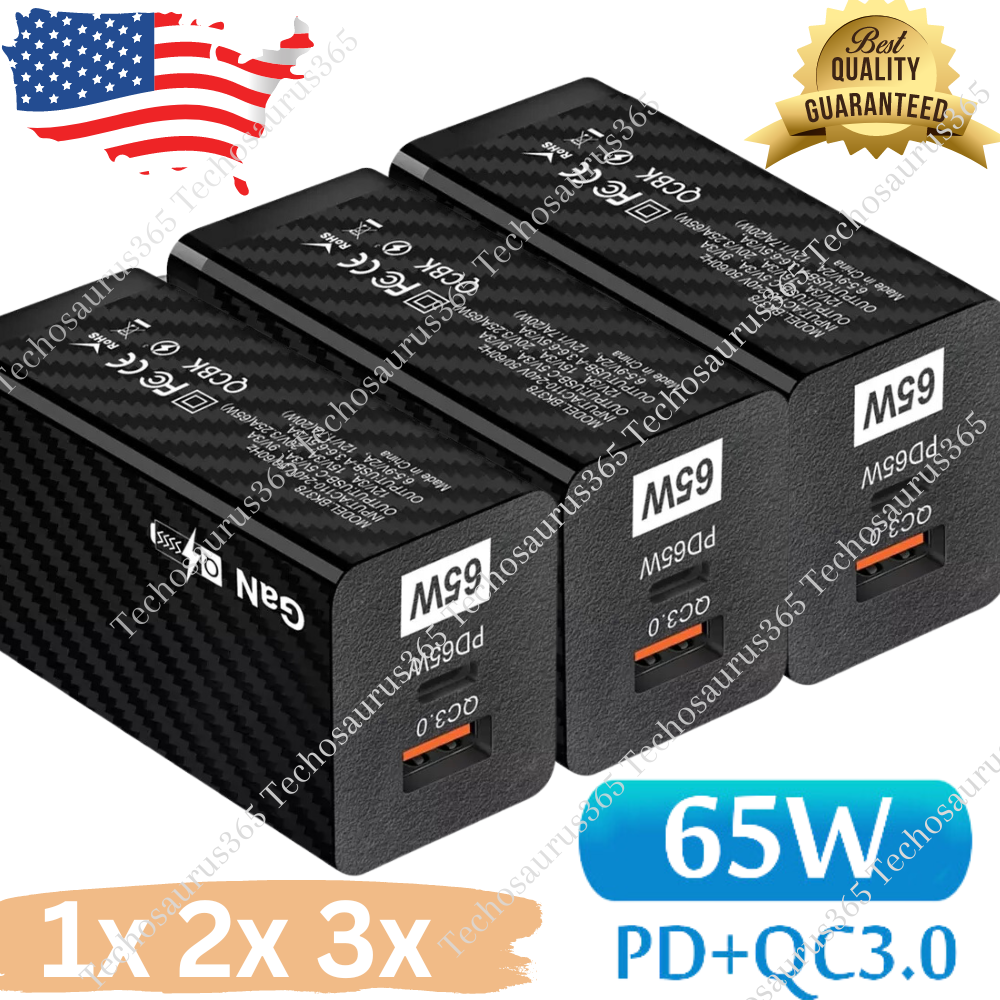 65W GaN Fast Charger for iPhone 14 13 12 11 USB-C Power Adapter