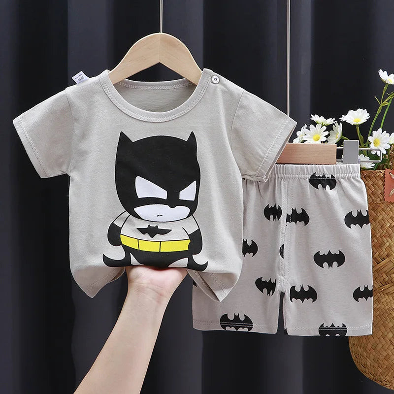 Batman Cute Child Clothing Sets Boys Cartoon Tshirt Simple Fashion For kids