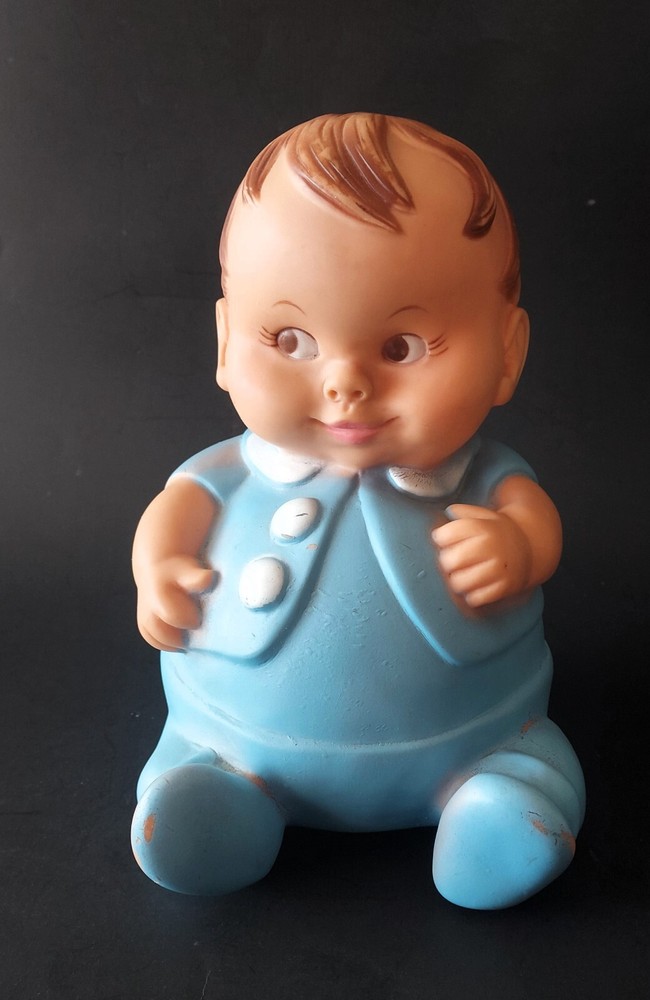 Vintage Uneeda 1967 PLUMPEES rubber doll squeaky brown eyes brown hair 7.5