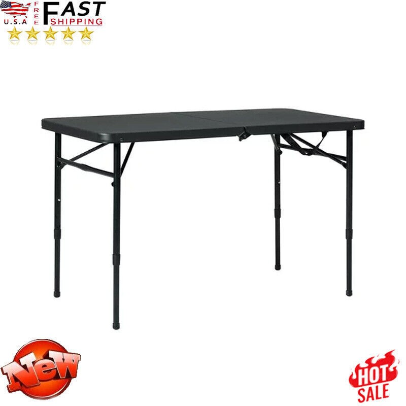 Adjustable Height Foldable Rectangular Table for Indoor and Outdoor Use