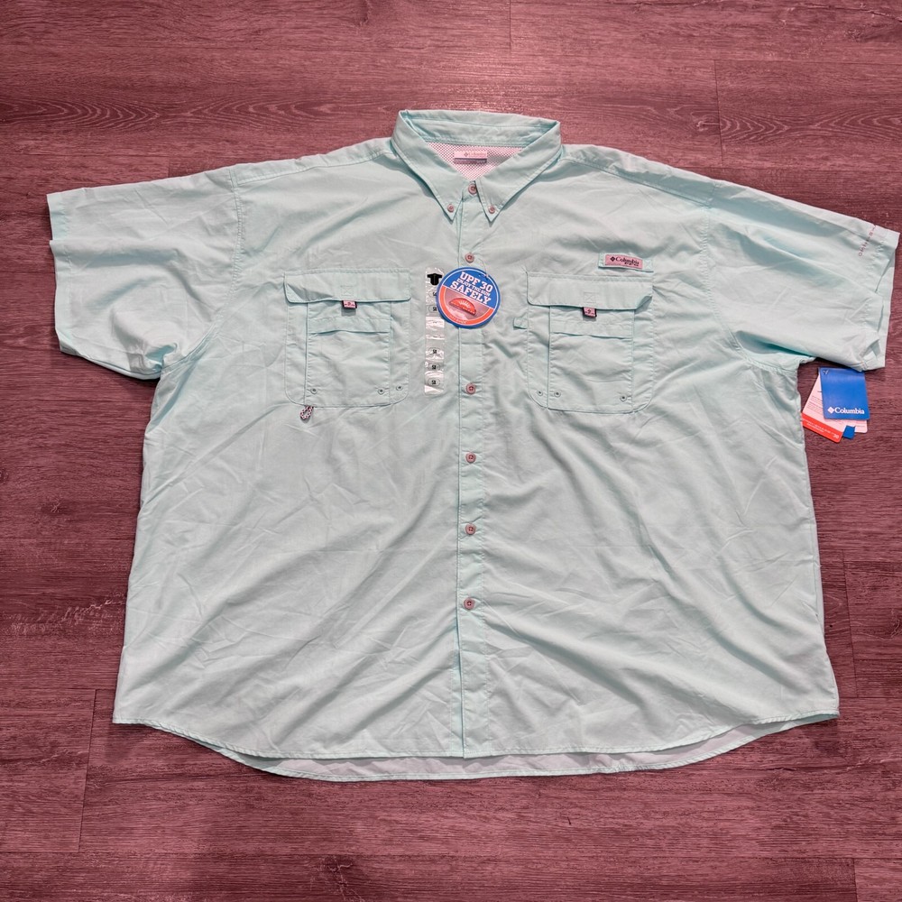 Columbia Shirt Adult 5XL Blue PFG Bahama Short Sleeve Vented Fishing Outdoor Men