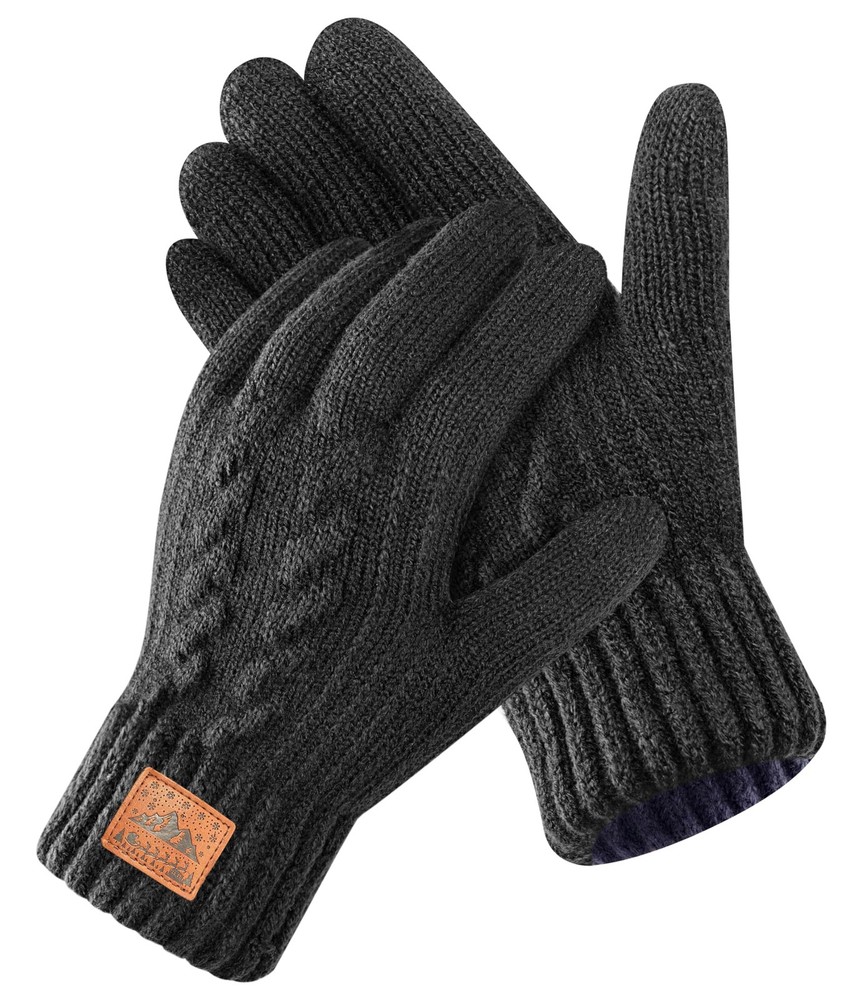 Merino Wool Gloves for Men  Women, Touchscreen, Thermal, Winter Black
