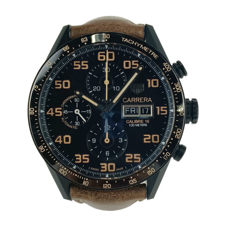 TAG Heuer Carrera Calibre 16 Day-Date Chronograph Titanium Black Dial CV2A84 864
