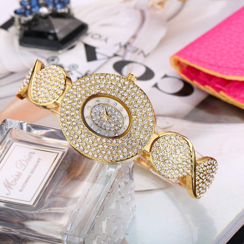 Women's Gold High-End Diamond Bracelet with Waterproof Feature