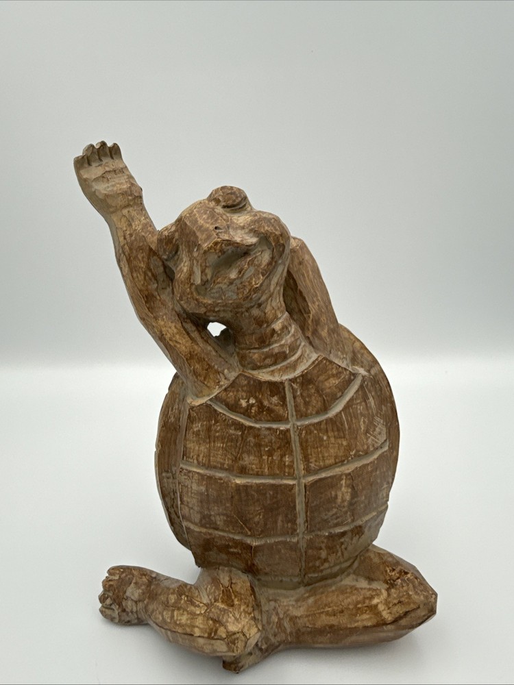 Vintage Cracker Barrel Wooden Yoga Turtle Collectible