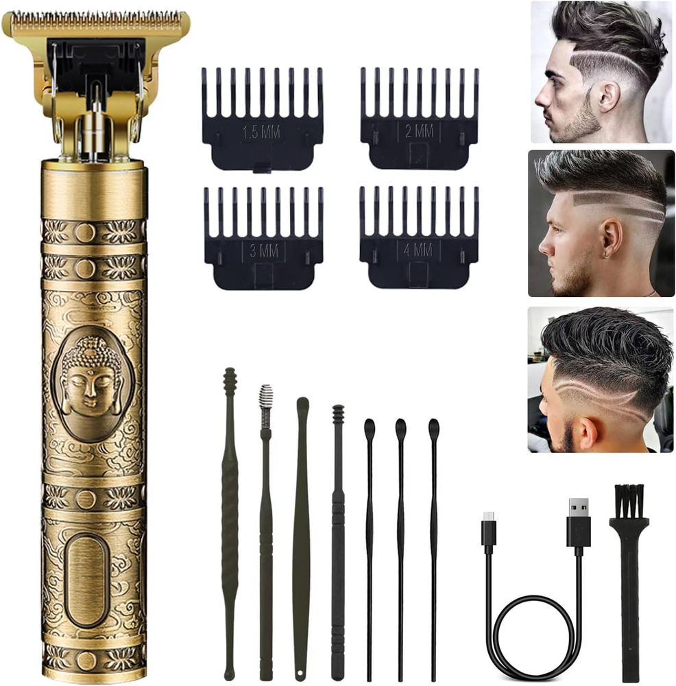 Professional Cordless Gold Hair Clipper & Beard Trimmer for Men