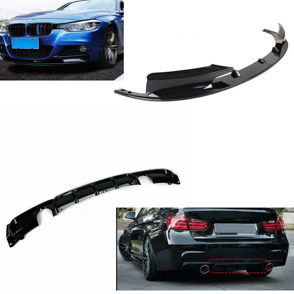 Front Splitter Lip + Rear Bumper Diffuser Kit For BMW F30 M Sport 2012-2017 2014