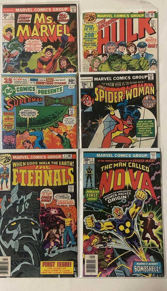 Bronze Age Key 1st Issue Lot – Ms Marvel #1, Nova #1, Eternals #1 + More