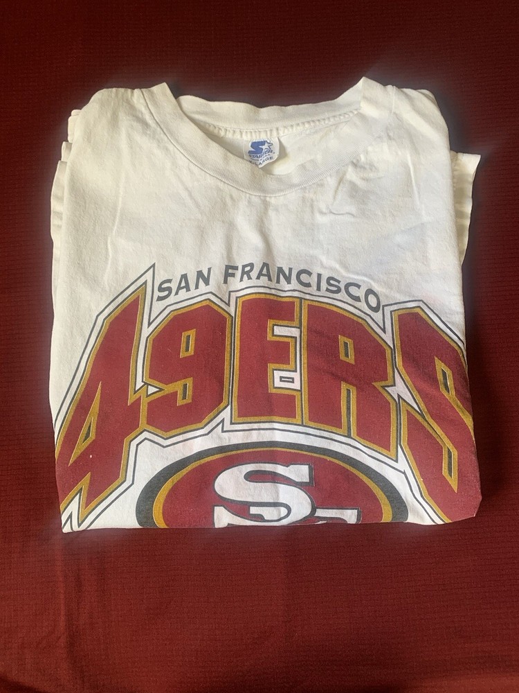 Vintage Forty Niners Starter Tee Shirt White Size XL  Read Description