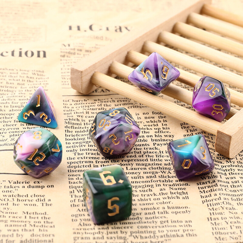 7Pcs/set New Four-color Multi-sided Digital Dice Set Running Group Game Dice