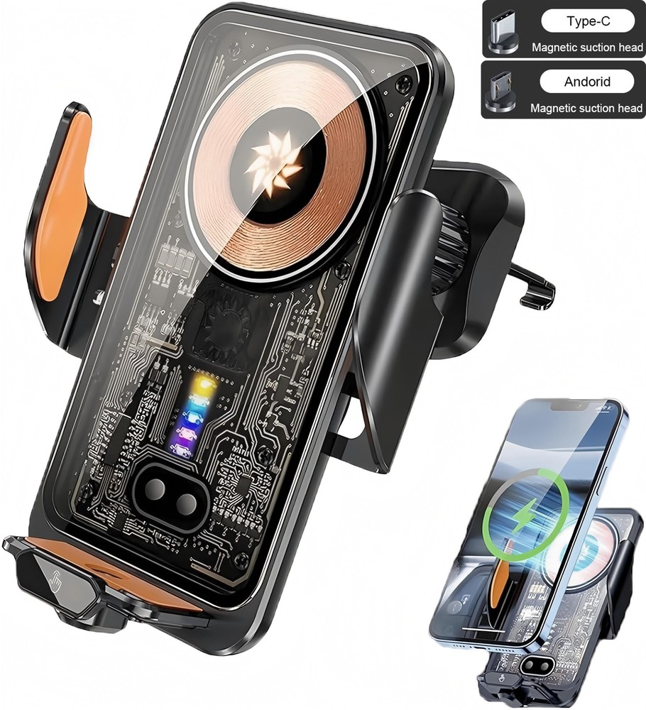 Phone Charger 66W Fast Wireless Automatic Air Vent Secure Mount Clamp Holder US