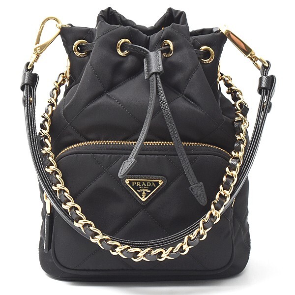 PRADA Re-Edition 1995 Mini Shoulder Bag Black Nylon Chain Strap Authentic