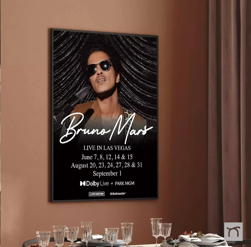 Bruno Mars 2024 Tour Las Vegas Us Poster Print Home Decor