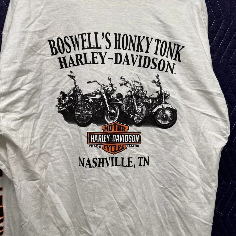 Vintage Harley-Davidson Shirt Adult Extra Large White Long Sleeve Mens Graphic