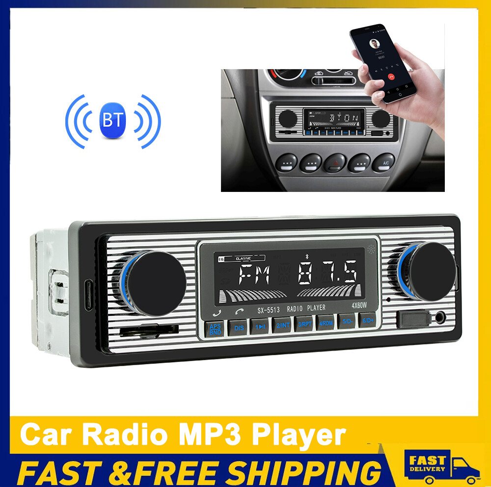 Vintage Bluetooth Car FM Radio MP3 Player with USB AUX Stereo Receiver  