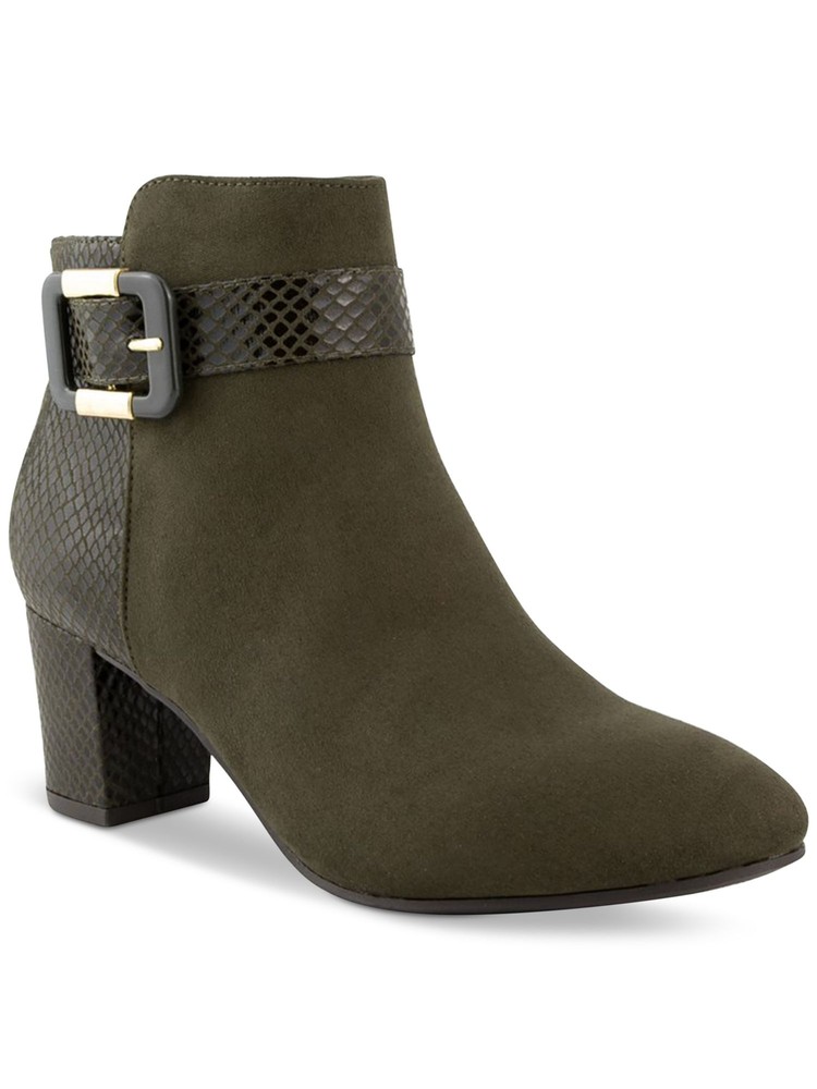 KAREN SCOTT Womens Brown Comfort Ivyy Almond Toe Block Heel Zip-Up Booties 11 M