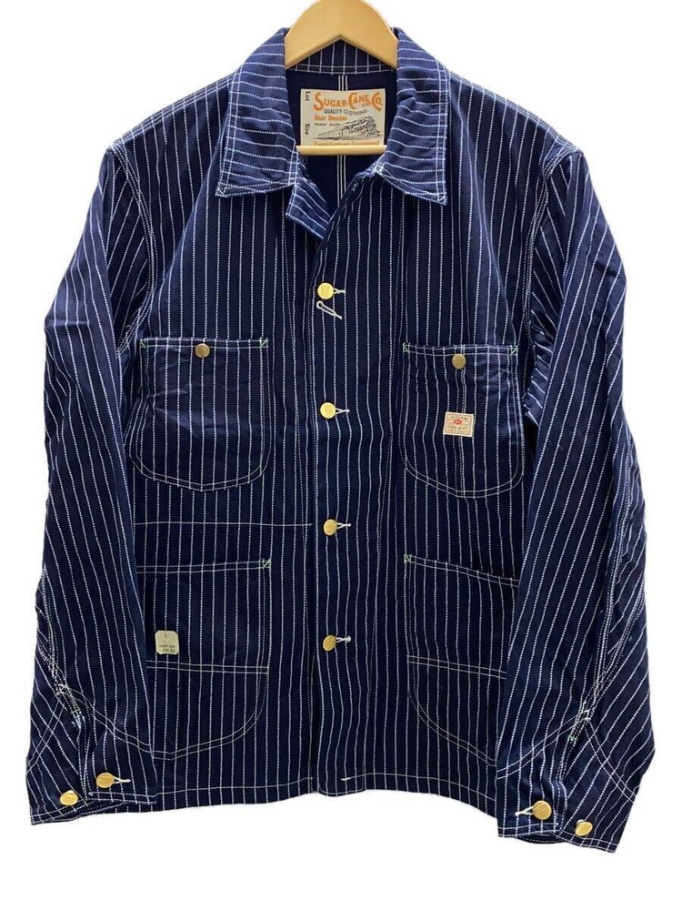 SUGAR CANE Navy Stripe Cotton Coverall Jacket Vintage Workwear