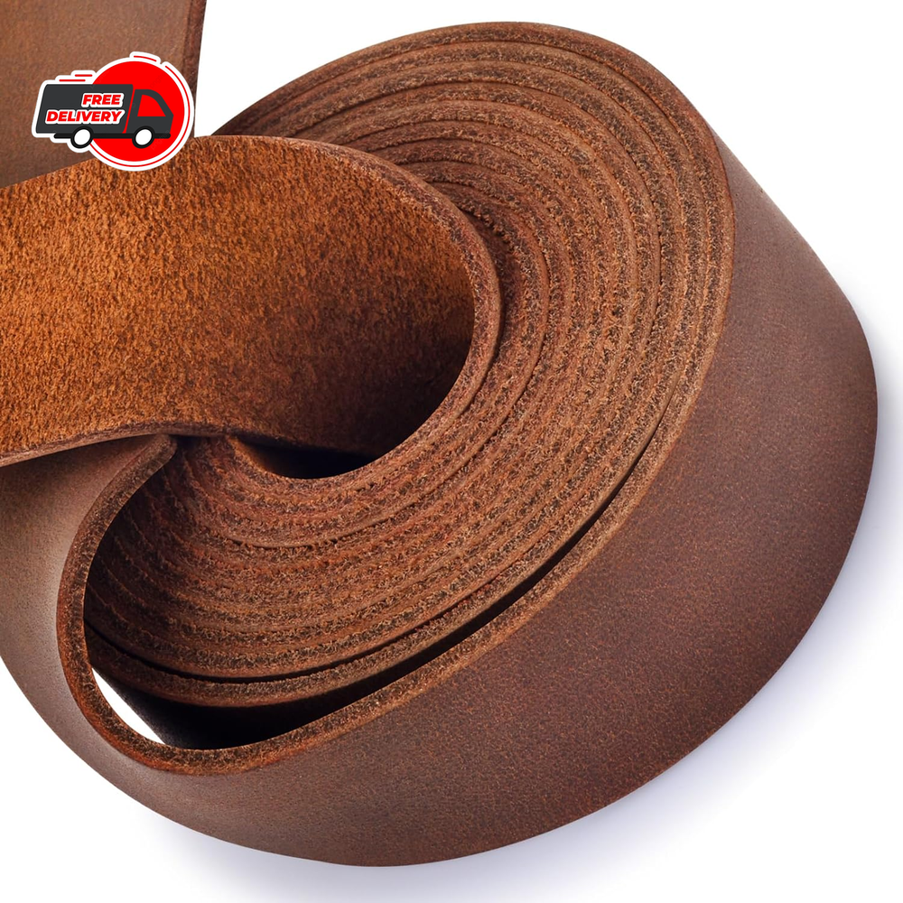 Leather Strap 1 Inches Wide Flat Leather Straps for Crafts, Full Grain Oil Tan L