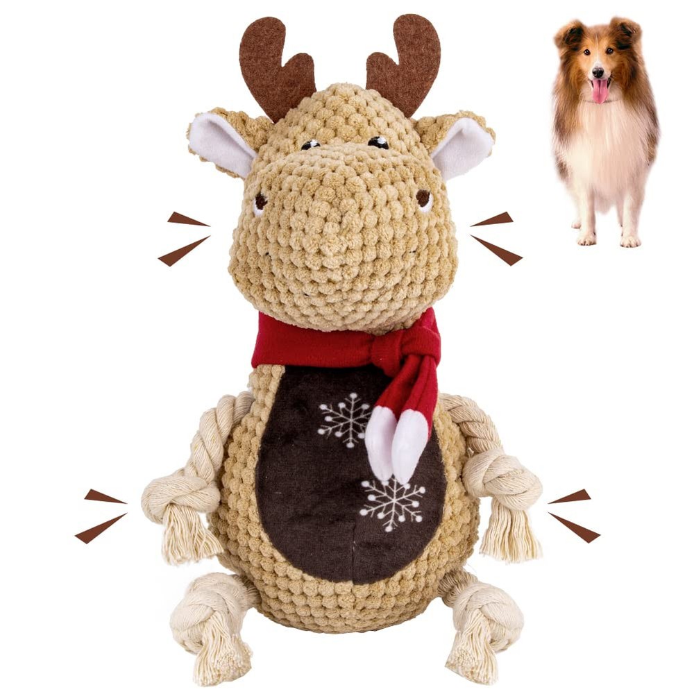 Dog Squeaky Toys,Dog Chew Toys Durable Cute Interactive Plush Dog Toys with C...
