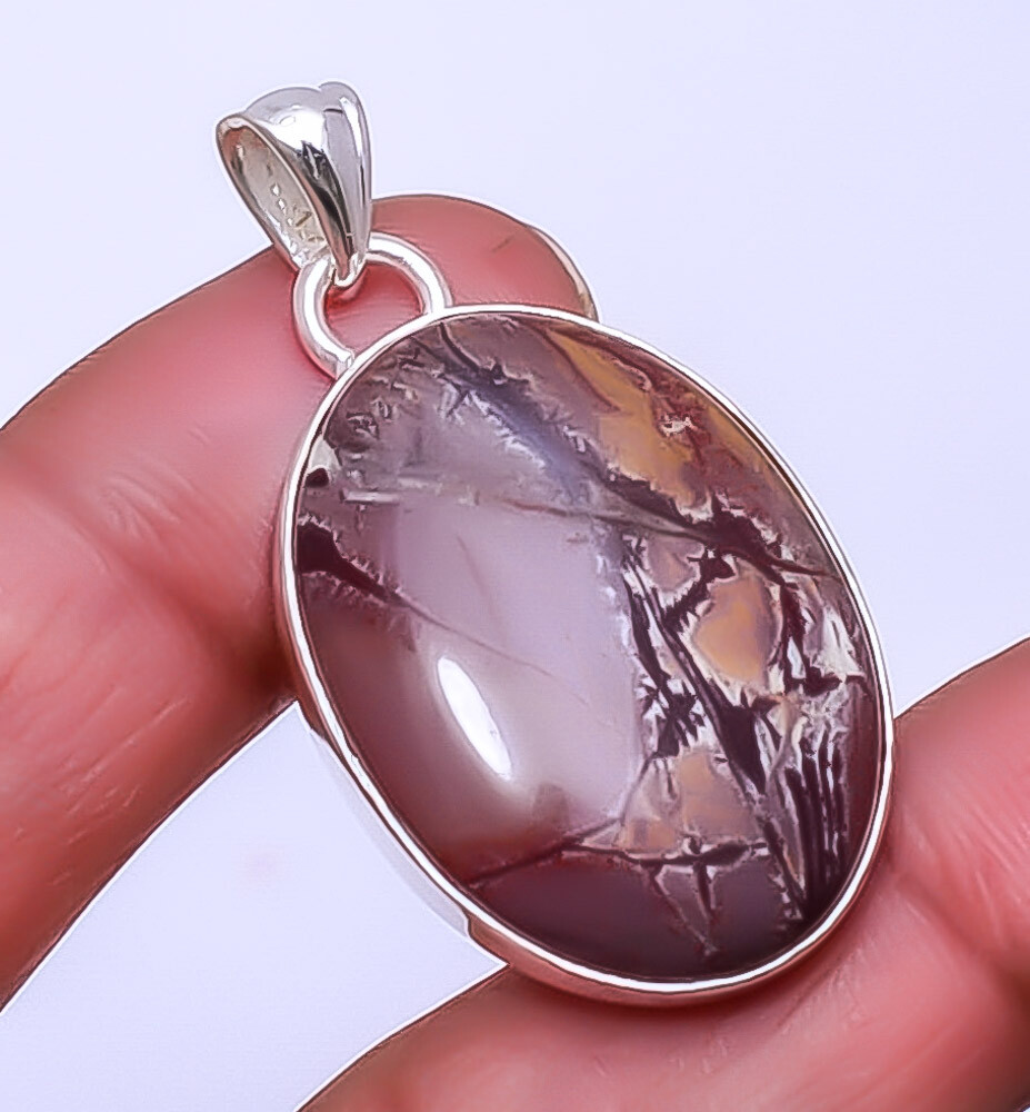 Sonoran Dendritic Jasper Mexico Gemstone 925 Silver 1.68 Inch Pendant P16