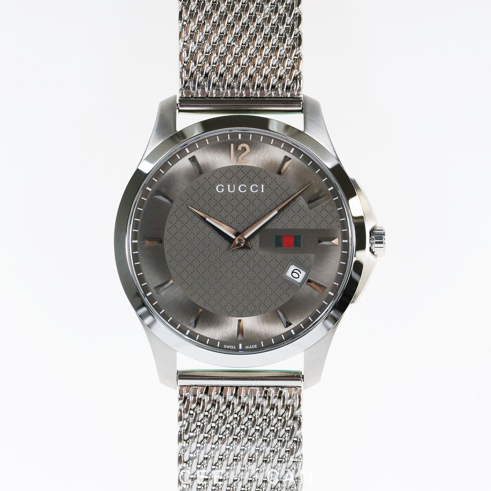 Gucci G-Timeless Mens Brown Dial Mesh Watch YA126310A - $1150 MSRP