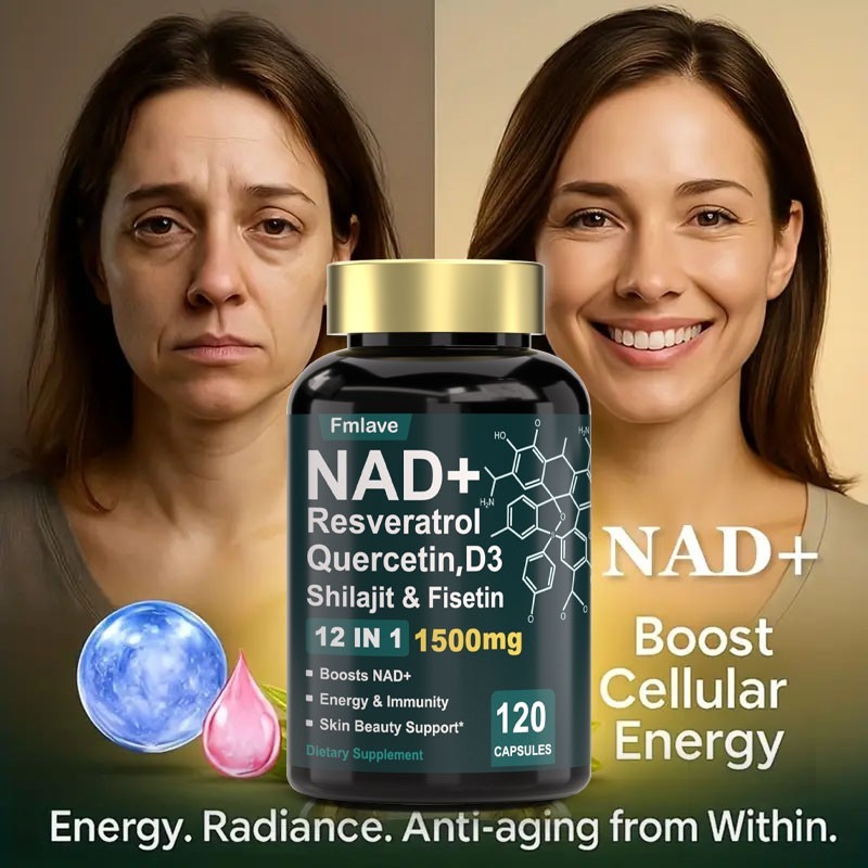 NAD+ Supplement 120pcs, Premium Nicotinamide Riboside & Resveratrol, Quercetin