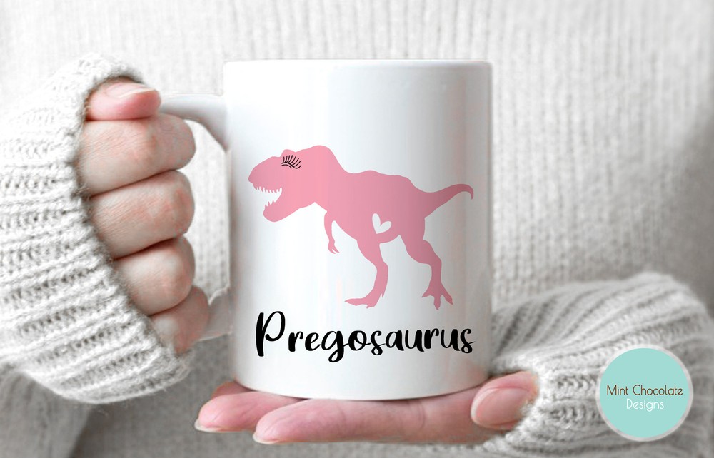 Pregosaurus Funny Pregnancy Announcement Mug New Baby Announcement Gift Reveal