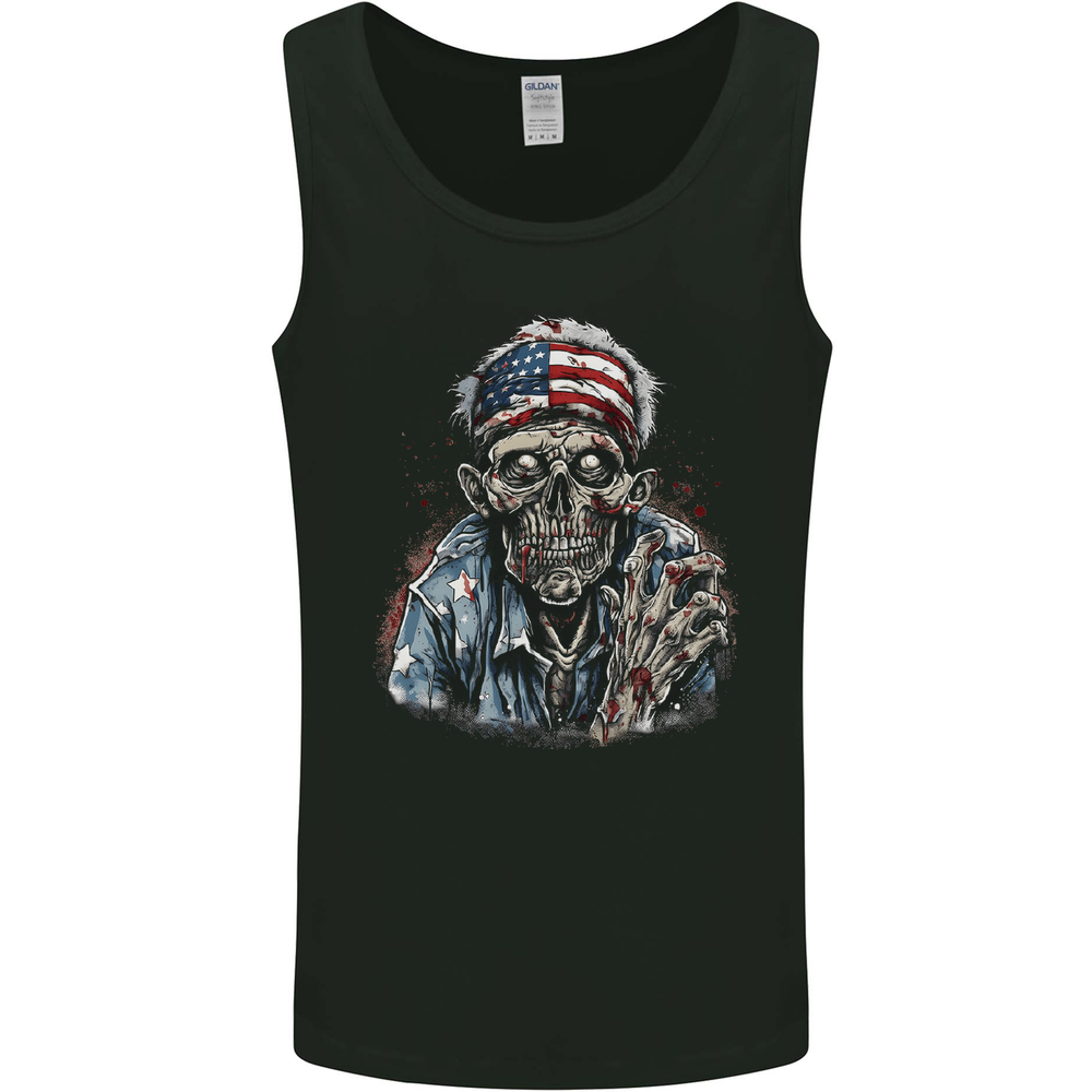 American Zombie USA Flag Halloween Mens Vest Tank Top