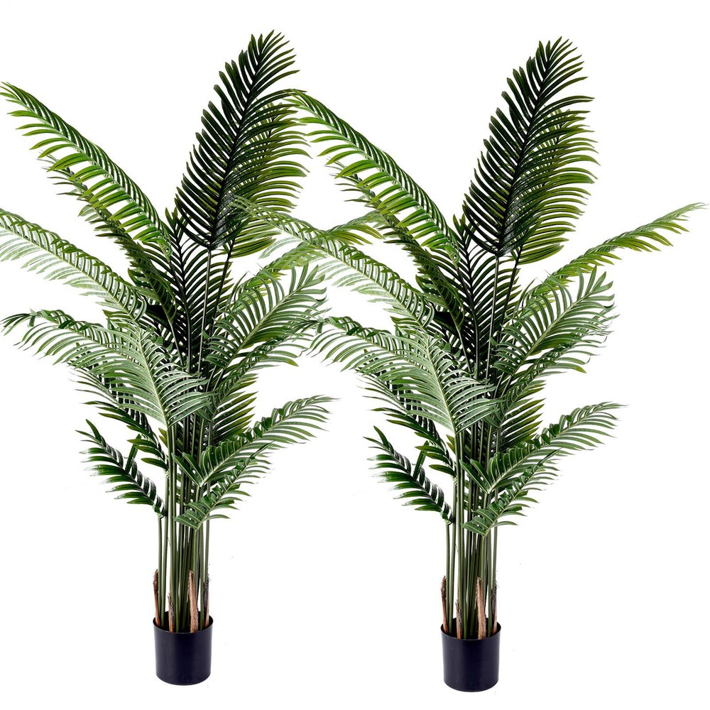 2PCS 6ft Large Artificial Palm Tree with 18 Branches for Outdoor Tropical Home Decor