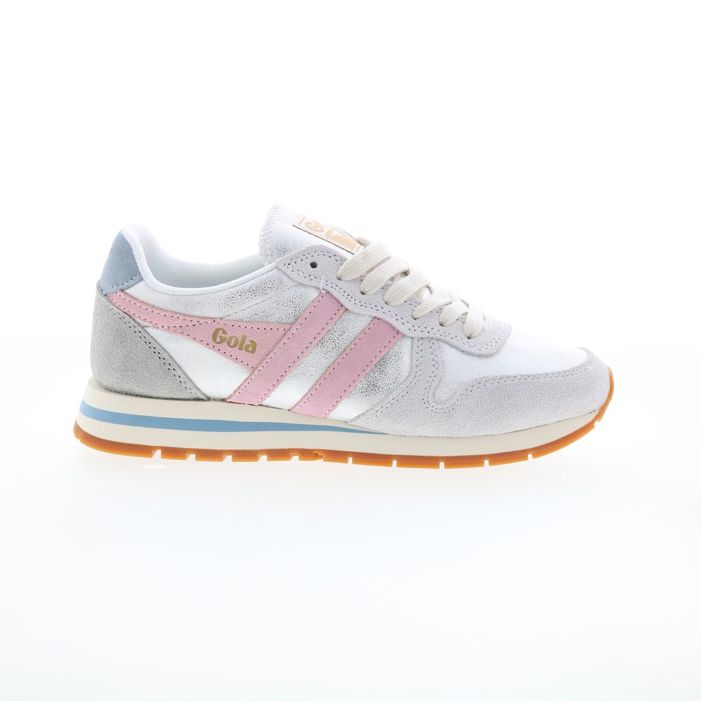 Gola Daytona Blaze CLB338 Womens Silver Canvas Lifestyle Sneakers Shoes 11