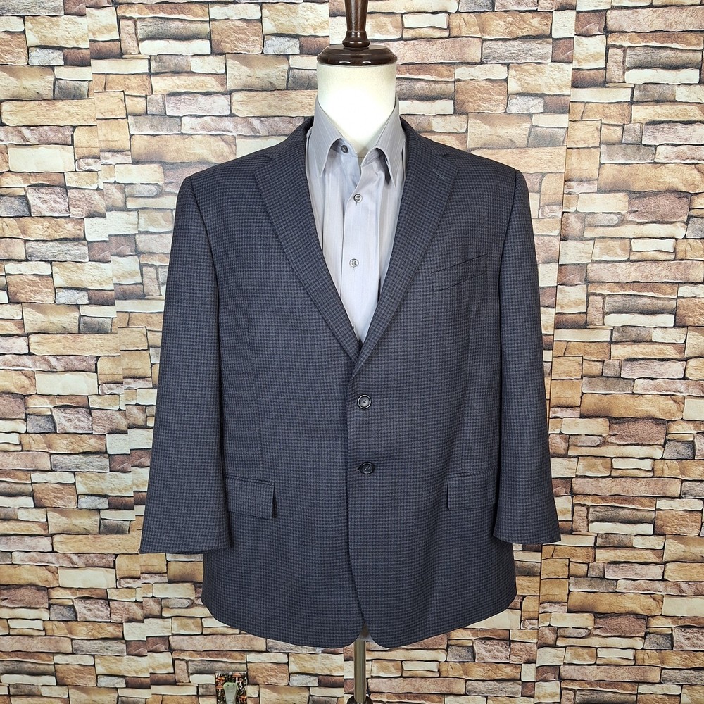 Joseph & Feiss Sport Coat Blazer Mens 44/46S Gray Blue Check Wool