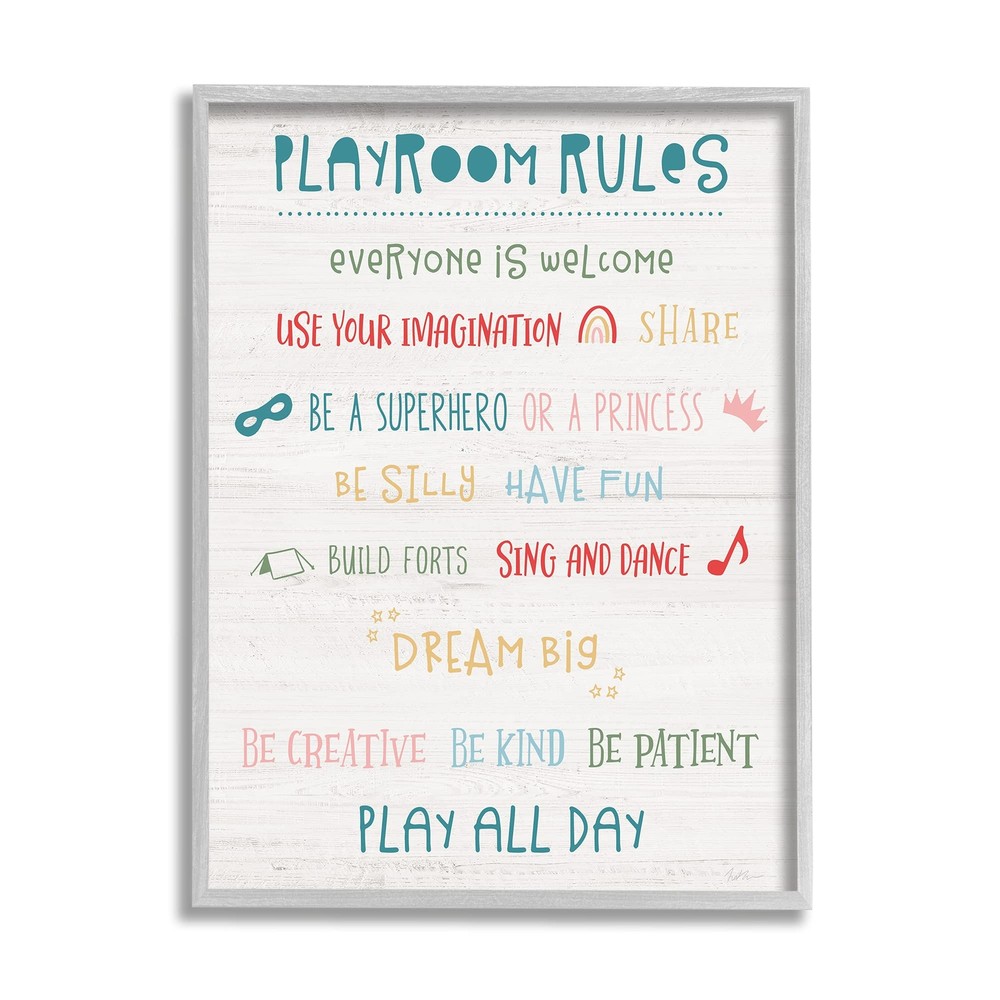 Playroom Rules Sign Kid's Motivational Phrases Listed, Designed by Natalie Ca...