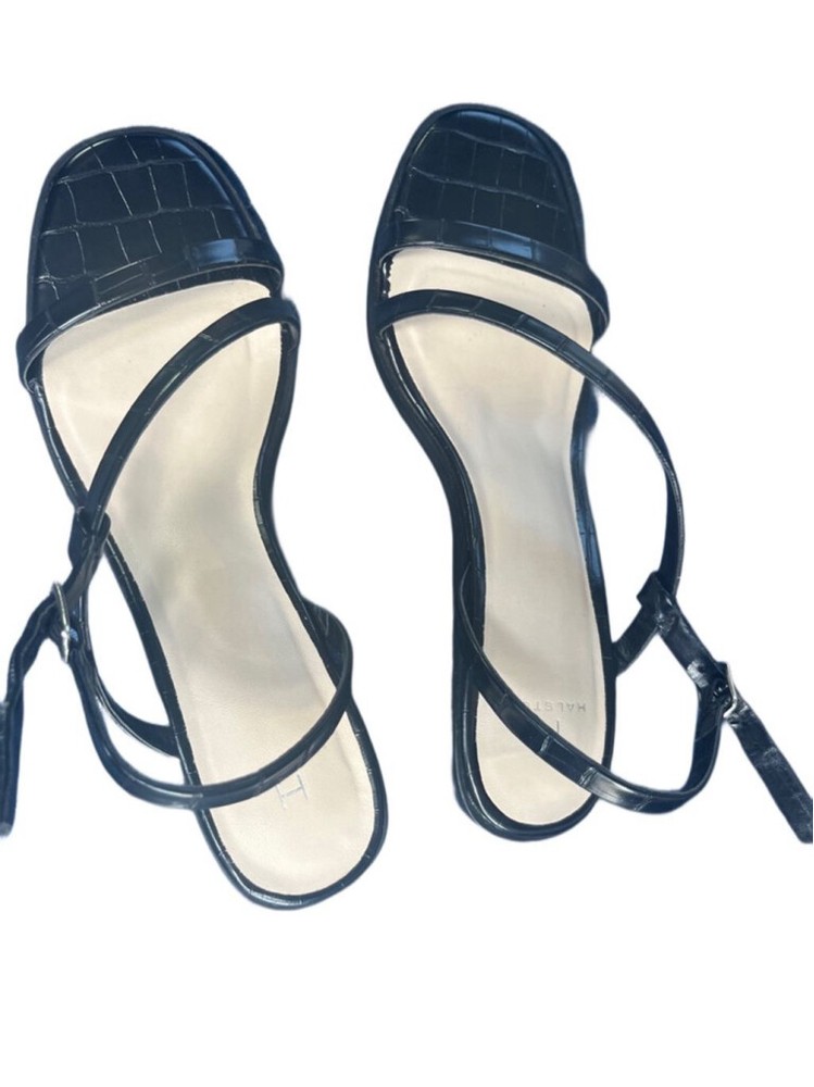 Women's Halston Black Leather Sandals Size 7.5