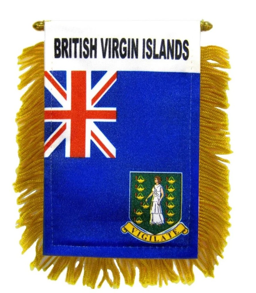 1 dozen British Virgin Islands mini flag banners for car rearview mirror