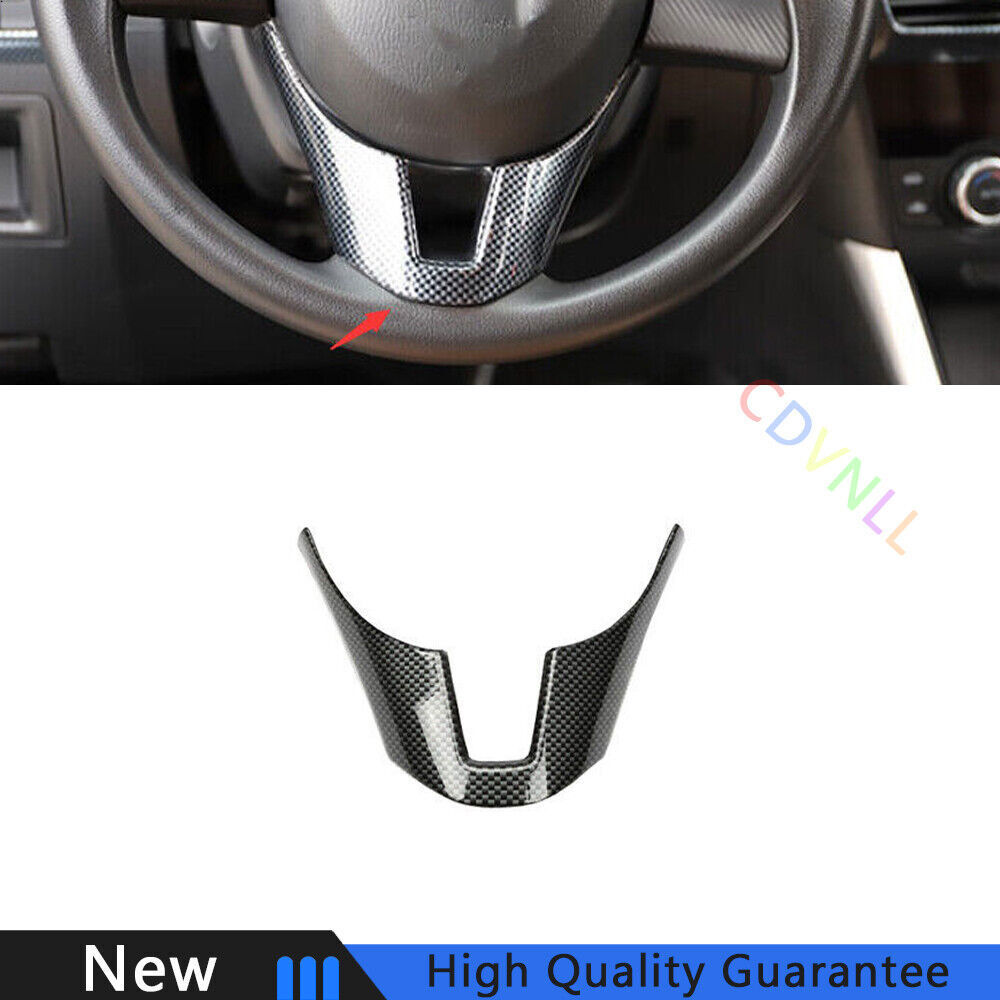 Fit For Mazda CX-5 2013-2015 Carbon Fiber Steering Wheel Panel Cover Trim 1PCS