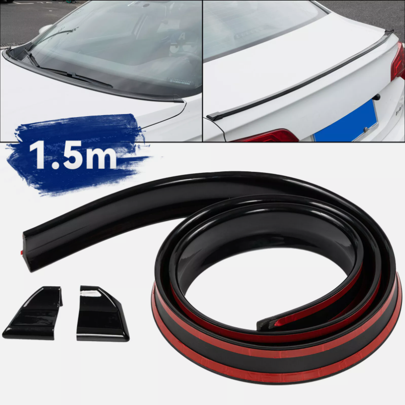 Glossy Black Universal 4.9ft Rear Car Roof Spoiler Wing Trim Kit
