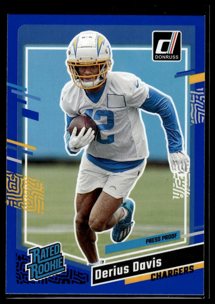 2023 Donruss #351 Derius Davis Press Proof Blue Rated Rookie