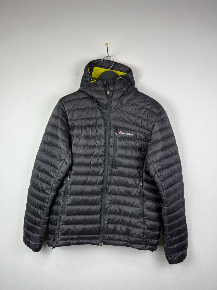 Montane Mens Insulated Pertex Duck Down Hooded Puffer Black Jacket Size M