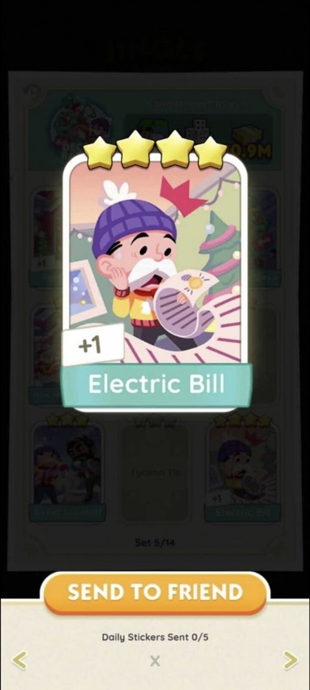 Electric Bill- Jingle Joy- Monopoly Go -sticker 4 Star -Fast Sent -Affordable