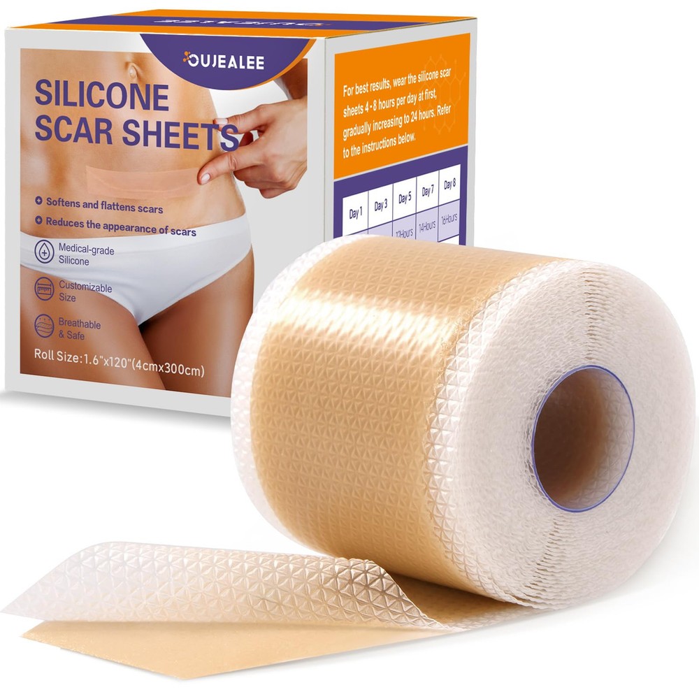 Silicone Scar Sheets Roll 1.6x120 Inch Medical Grade Scar Tape for Healing