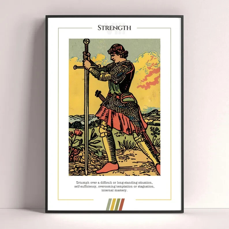 Strength Tarot Card Art Print - High-Quality Printable Poster for Tarot Enthusiasts