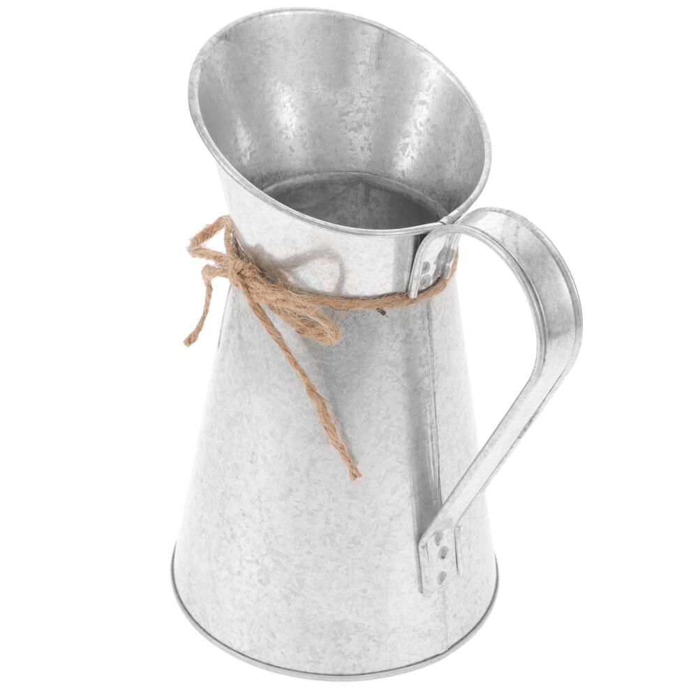 Retro Metal Planter Planting Vase Wicker Bud Vases Jug with Rope Handle