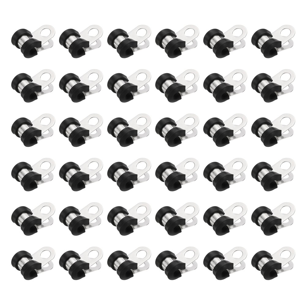 100pcs Stainless Steel Cable Clamps 3/16 Inch Rubber Cushioned Insulated Clamp
