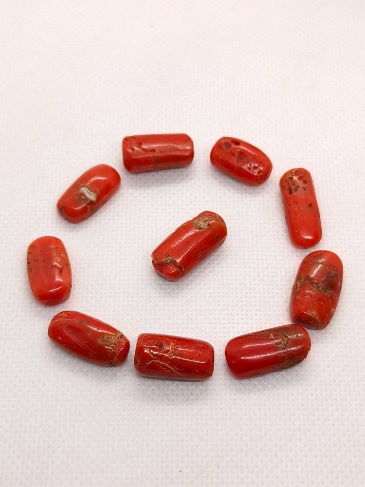 Antique Italian Red Coral Oval Cabochon Gemstone Lot