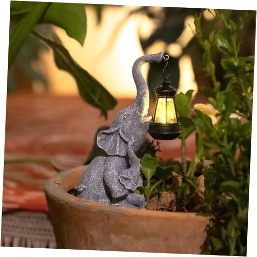 Solar-Powered LED Elephant Statue for Outdoor Garden Decor