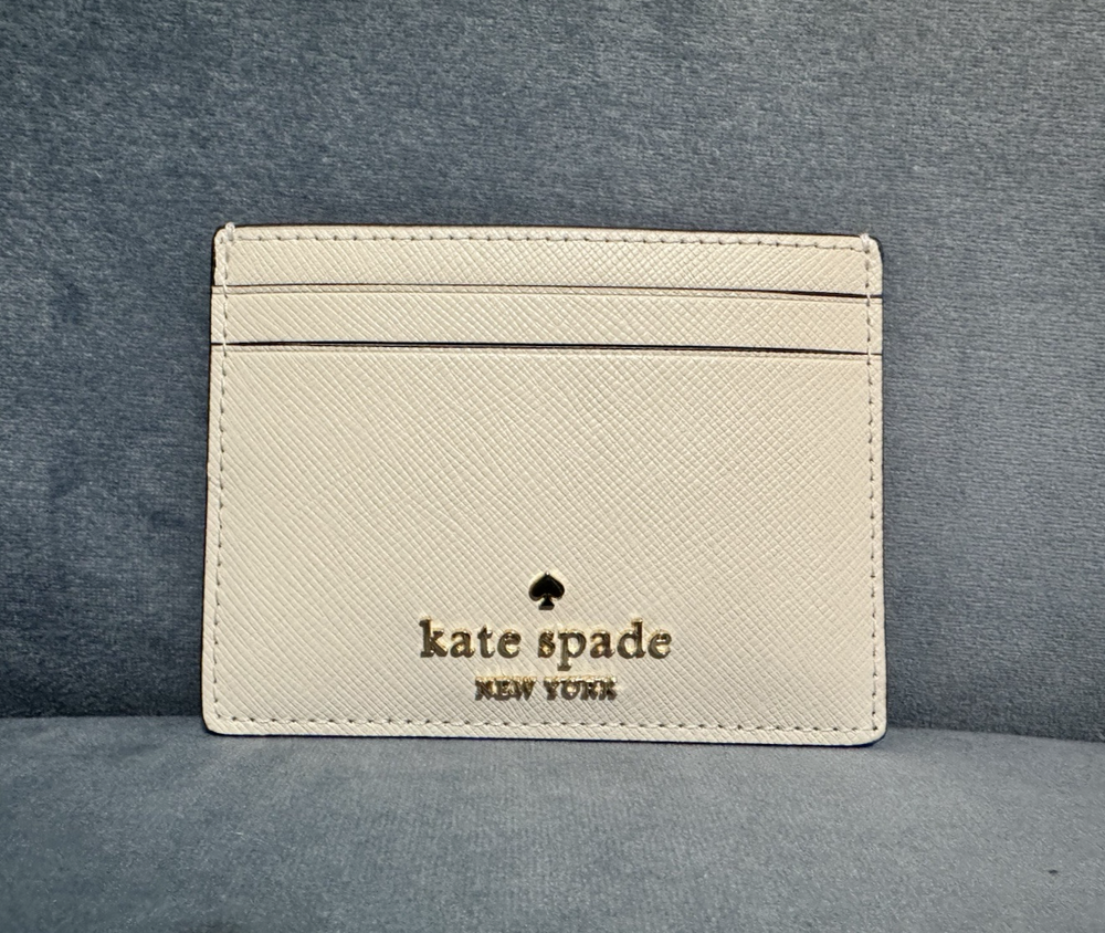 Kate Spade Madison Small Slim Card Holder Meringue Saffiano Leather Wallet K1368