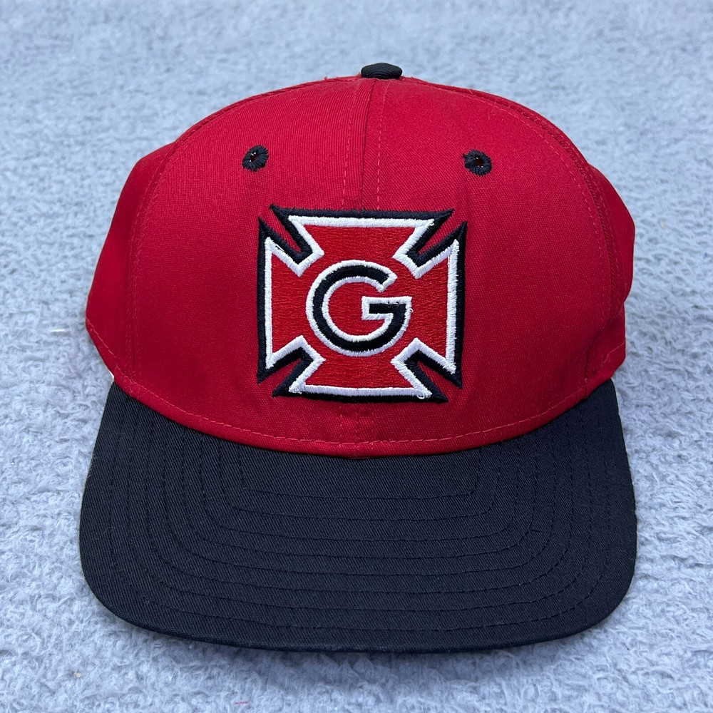 VTG DeLong Grinnell College Hat Red Chenille Honor G Logo Trucker Cap USA Made